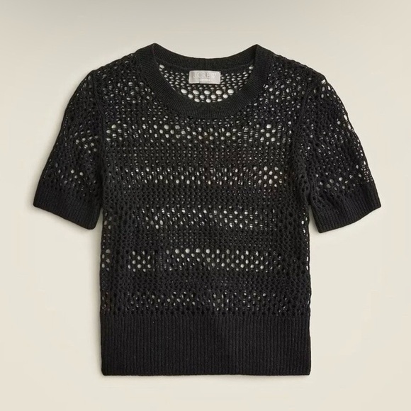 J. Crew Sweaters - NWT J. Crew Cashmere Pointelle Short-sleeve T-shirt Black